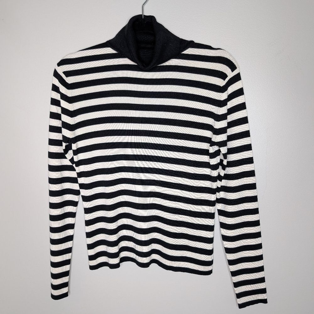 Ann Taylor Vintage Silk Striped Turtleneck sz M